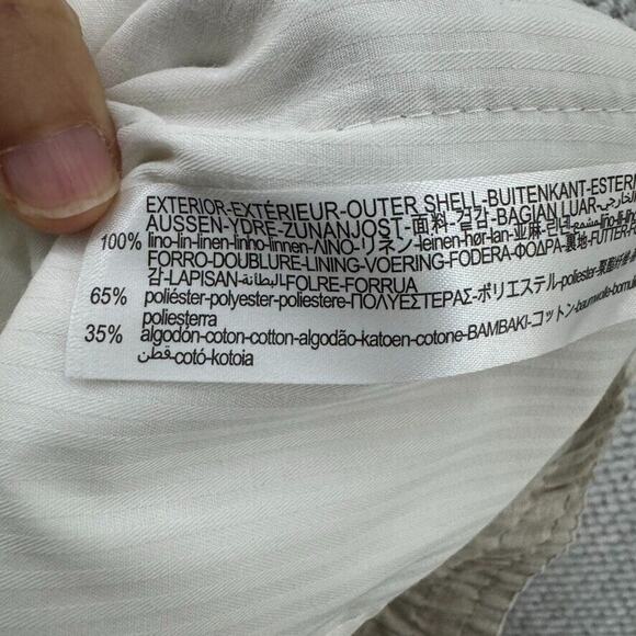 ZARA Pants Women M Khaki Beige Linen Straight Leg High Rise PullOn Elastic Waist - Picture 14 of 15